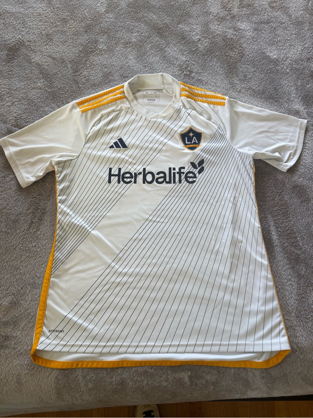 adidas LA Galaxy White & Gold Short-Sleeve Soccer Jersey